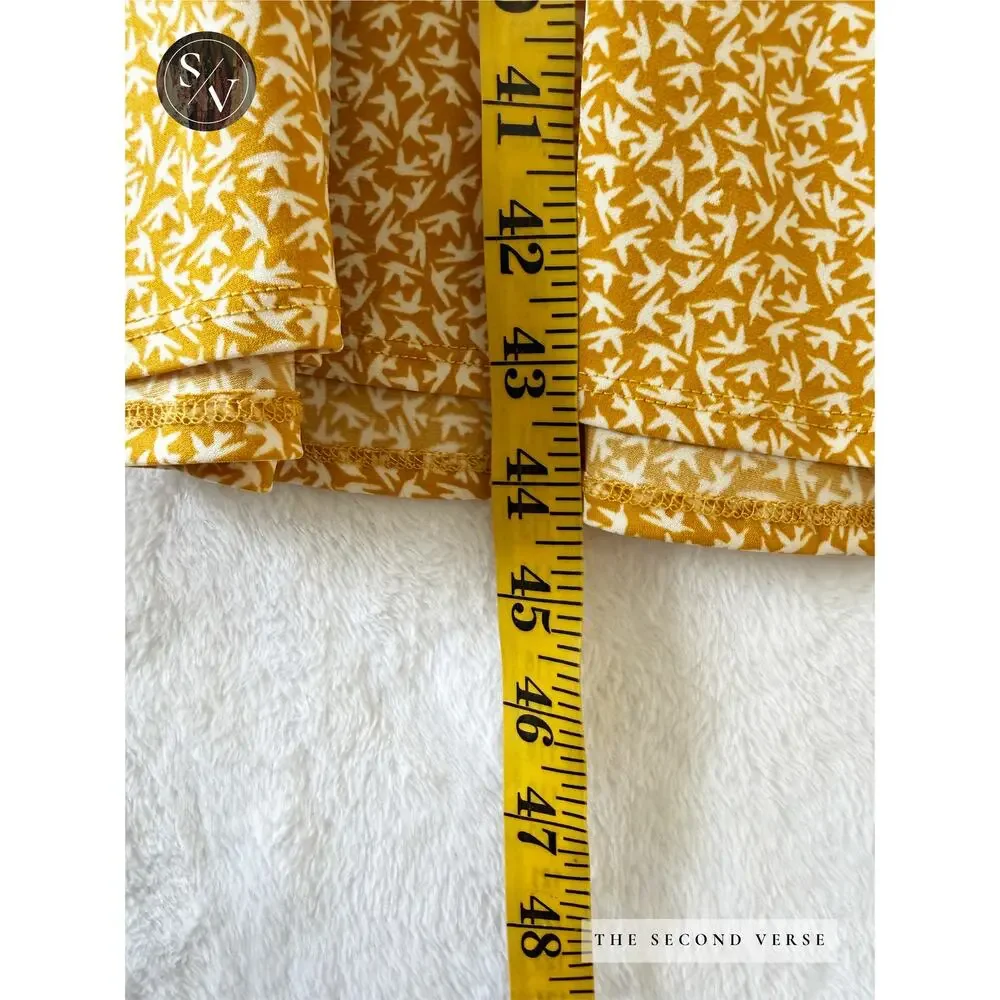 Leota Surplice Printed Yellow White Short Dress With Waist Tie Size XL - Picture 8 of 9